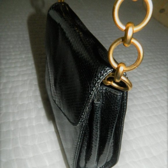 Donna Karan Black 100% Auth. Snake Skin Evening Bag - Picture 5 of 16